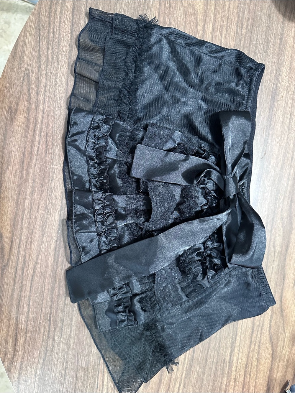 Victoria's Secret Sexy Little Thing Black Lace & Satin Trim Lingerie Skirt XS/S